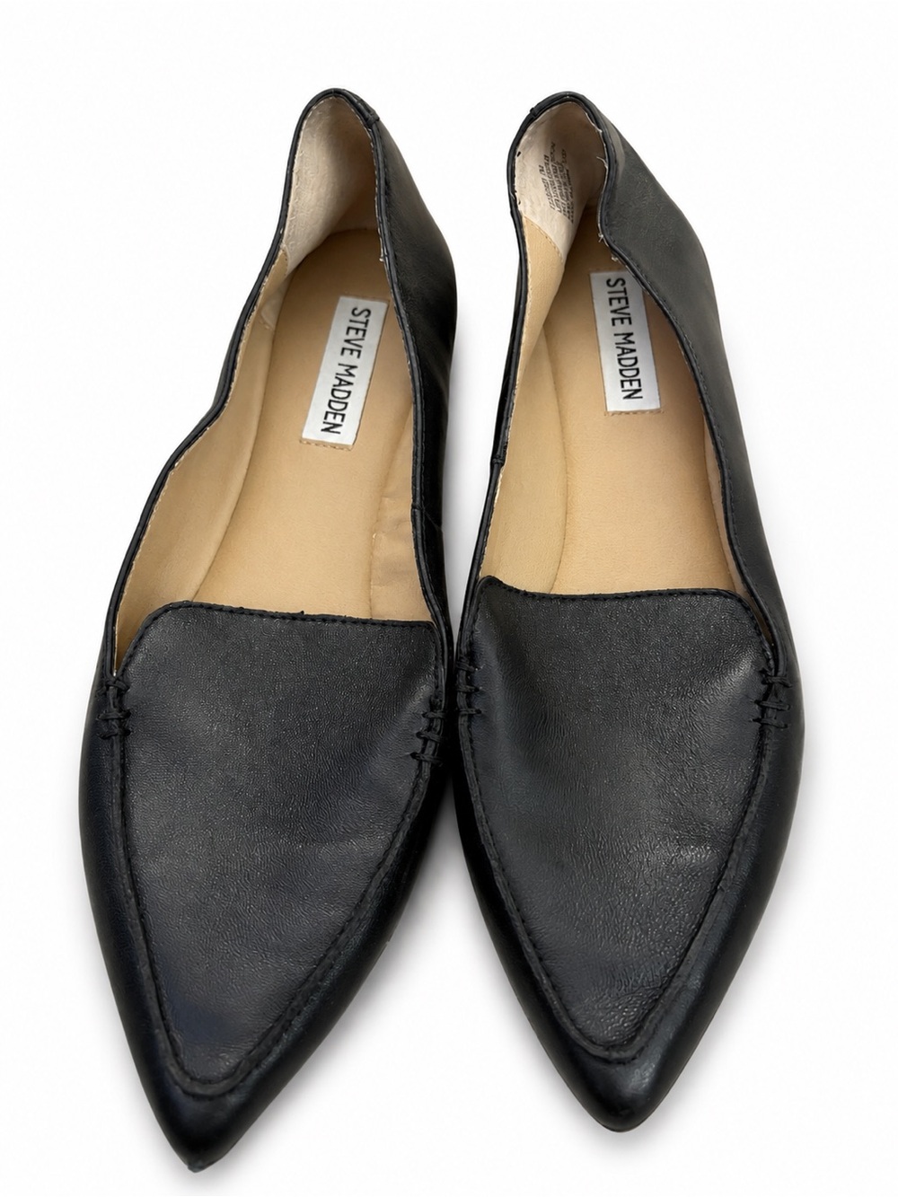 Steve Madden Black Pointed Leather Loafers